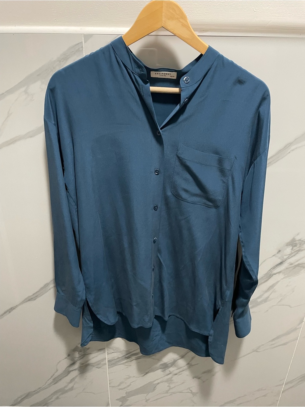 Equipment Blue Silk Button-Up Blouse
